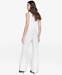 Karl Lagerfeld Paris Women's Pinstripe Full Wide- Leg Pants