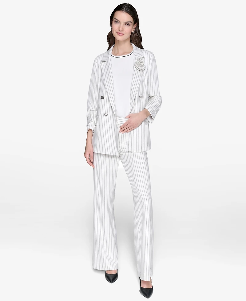 Kalr Lagerfeld Paris Women's Striped Double-Breasted Jacket