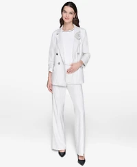Kalr Lagerfeld Paris Women's Striped Double-Breasted Jacket