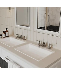 8 in. Widespread Double Handle 3 Hole Bathroom Faucet Water-Saving With Metal Drain In Brushed Nickel