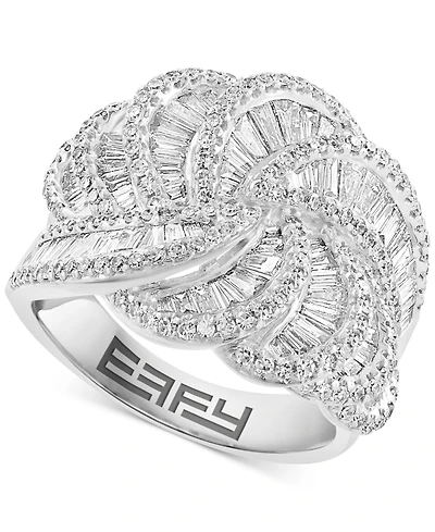 Effy Diamond Round & Baguette Curved Cluster Statement Ring (1-1/2 ct. t.w.) in 14k White Gold