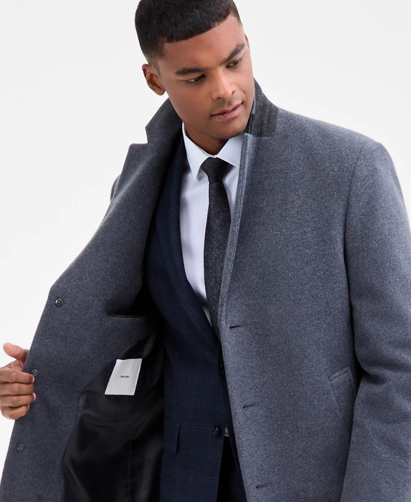 Calvin Klein Men's Prosper Wool-Blend Slim Fit Overcoat