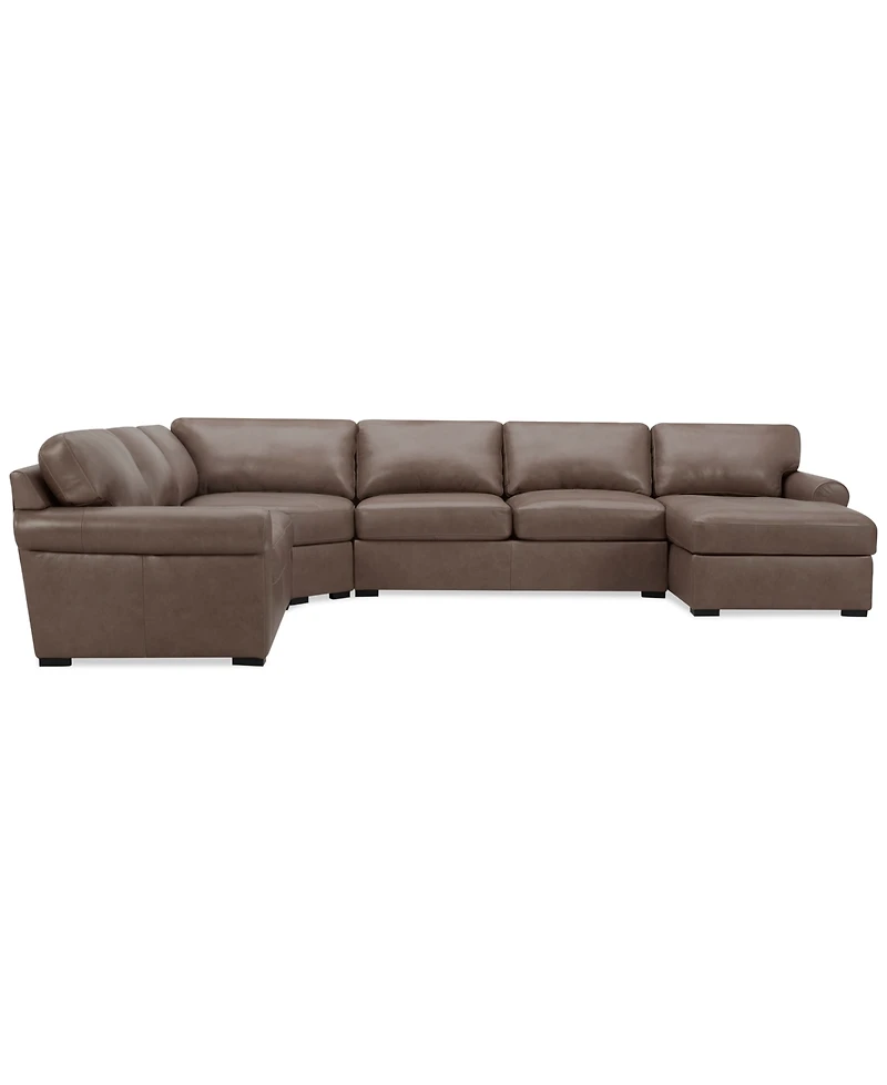 Radley Roll Arm 152" -Pc. Leather Wedge Corner Chaise Sectional