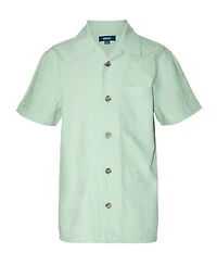 Univibe Big Boys Cutler Tonal Embossed Floral Print Short Sleeve Woven Shirt