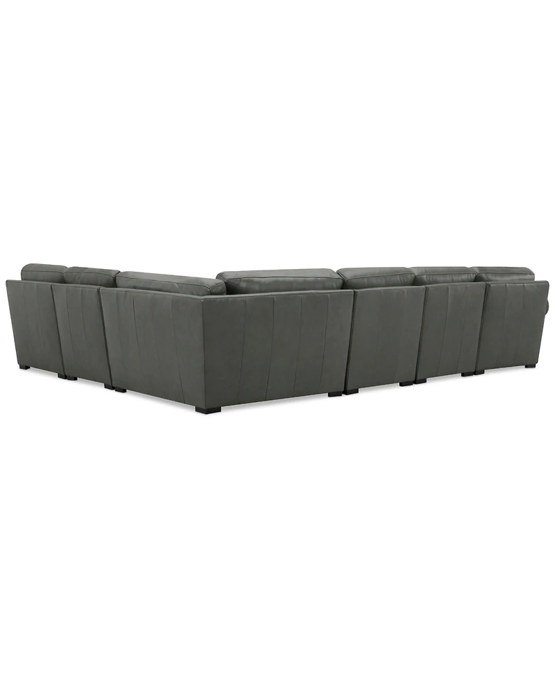 Radley Roll Arm 145" 6-Pc. Leather Wedge Corner Chaise Sectional, Exclusively at Macy's