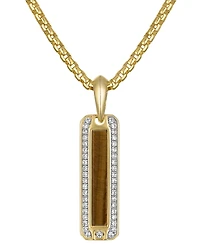 Bulova Men's Marine Star Gold-Tone Sterling Silver Tiger's Eye & White Topaz Pendant Necklace, 24" + 2" extender