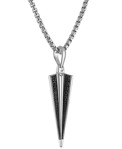 Bulova Men's Icon Sterling Silver Black Diamond (1/4 ct. t.w.) Spike Pendant Necklace, 24" + 2" extender