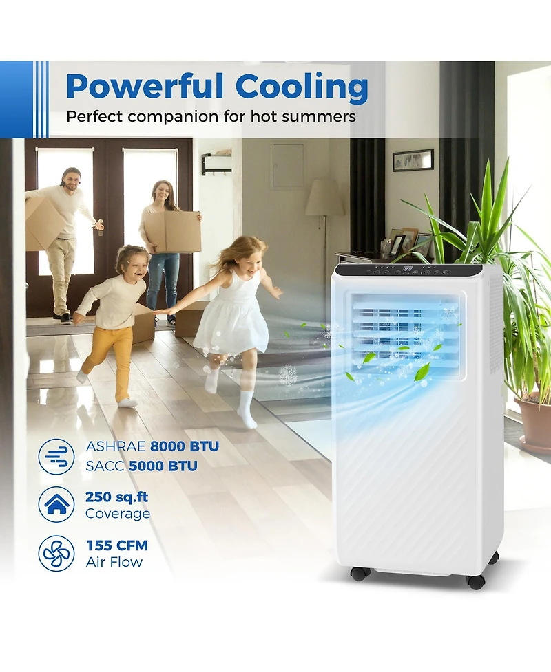 Gymax 8000 Btu Portable Air Conditioner 3 in 1 Floor Ac Unit w/ Fan & Dehumidifier Quiet Air Cooler