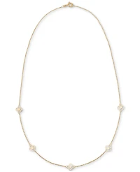 Openwork Clover Design Five Station 18" Collar Necklace in 10k Gold