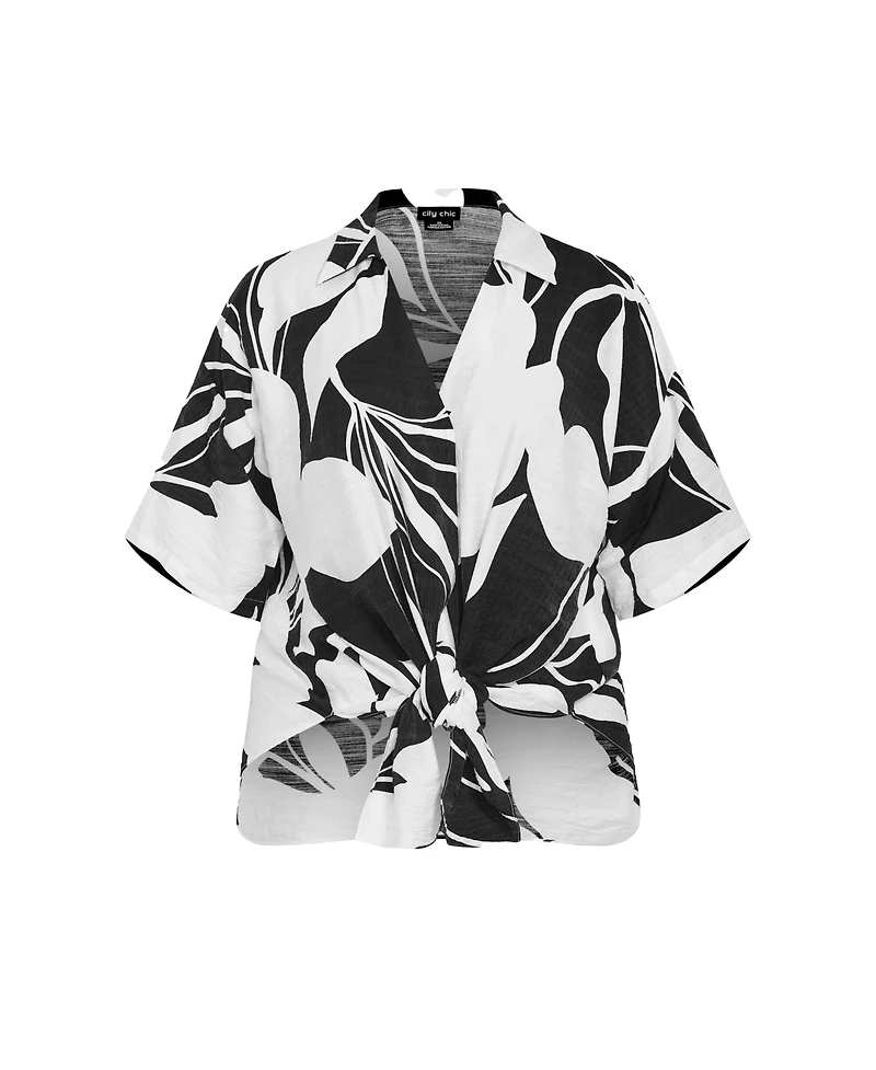 City Chic Plus Size Tie Print Shirt