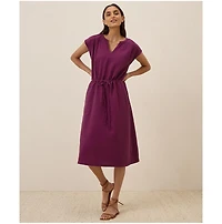 Pact Women's Organic Cotton Coastal Double Gauze Tie Waist Midi Dress
