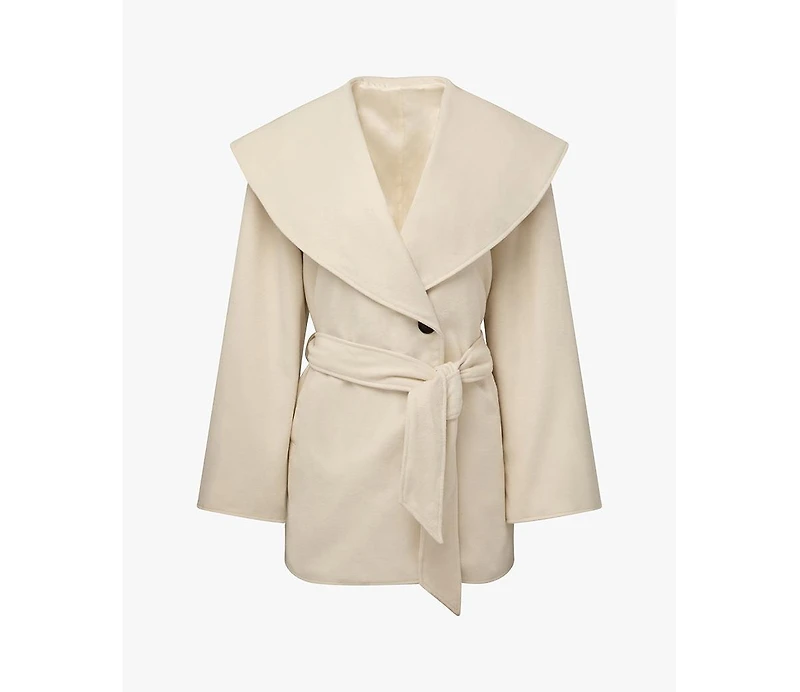 WeWoreWhat Women's Shawl Collar Wool Coat