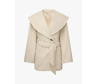 WeWoreWhat Women's Shawl Collar Wool Coat