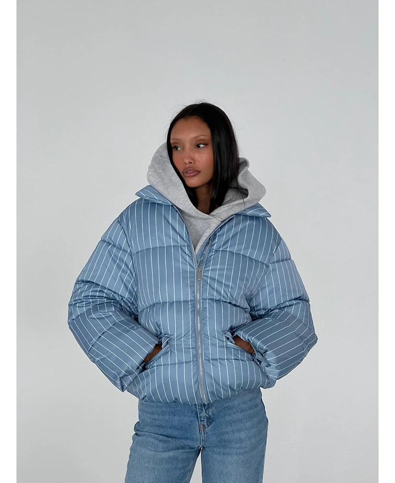 WeWoreWhat Women's Collar Puffer Jacket