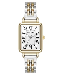 Anne Klein Women's Quartz Rectangular Roman Numeral Two-Tone Metal Alloy Watch, 23mm