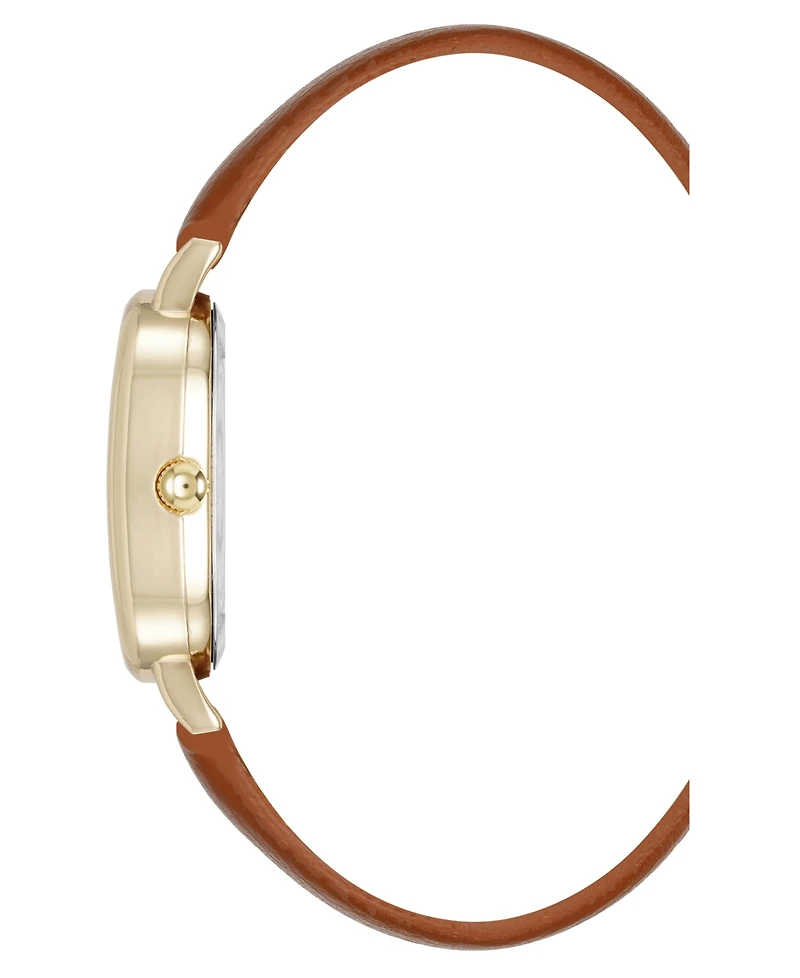 Anne Klein Women's Quartz Oval Brown Polyurethane Leather and Gold-Tone Metal Alloy Watch, 23mm