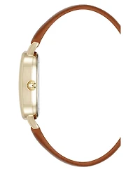 Anne Klein Women's Quartz Oval Brown Polyurethane Leather and Gold-Tone Metal Alloy Watch, 23mm