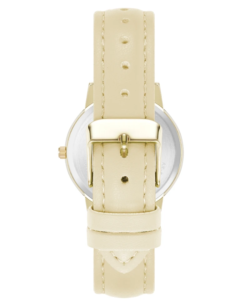 Anne Klein Women's Quartz Casual Polyurethane Leather and Gold-Tone Metal Alloy Boyfriend Watch