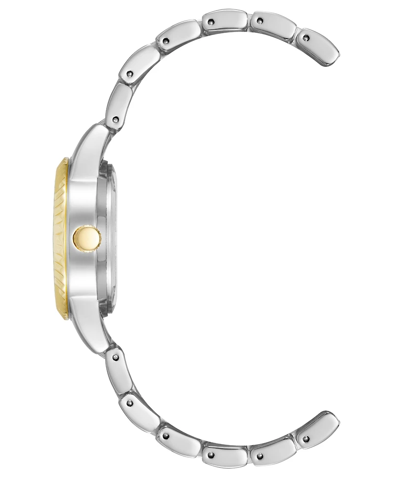 Anne Klein Women's Quartz Coin Edge Two-Tone Metal Alloy and Navy Dial Watch, 30mm