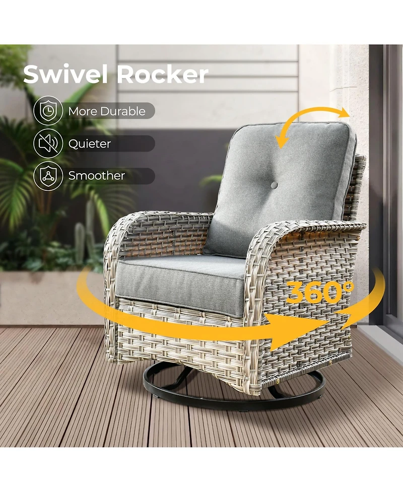 Xizzi 13 Piece Outdoor Patio Furniture Sets with Fire Pit Table,All Weather Wicker Sectional Sofa Extra Deep Swivel Chairs and Solar Powere