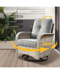 Xizzi 13 Piece Outdoor Patio Furniture Sets with Fire Pit Table,All Weather Wicker Sectional Sofa Extra Deep Swivel Chairs and Solar Powere