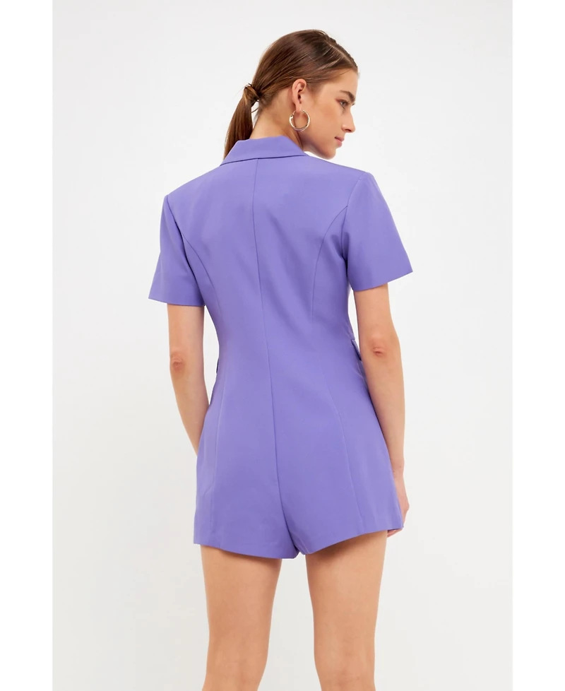 endless rose Women's Short Sleeve Blazer Romper