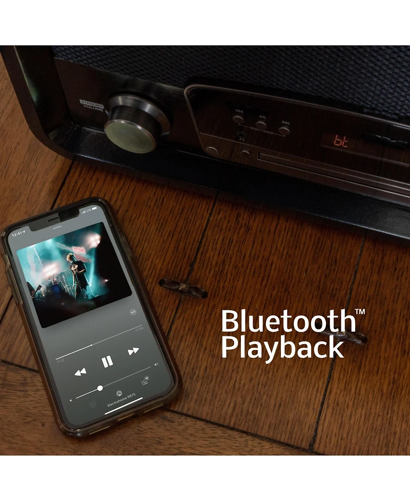 Electrohome Kingston 7-in-1 Vintage Vinyl Record Player Stereo System with 3-Speed Turntable, Bluetooth, Am/Fm Radio, Cd, Aux In, Rca/Headphone Out