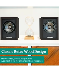 Electrohome Montrose Wireless Upgradable Vinyl Record Player, with Huntley, Powered Bluetooth Bookshelf Speakers, 3" Driver, for Natural Acoustic