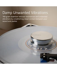 Fluance HiFi Vinyl Record Weight Stabilizer High Mass 760 gram Steel Lp Disc Turntable Accessory with Protective Velvet Pad for Vibration Damping (RW0