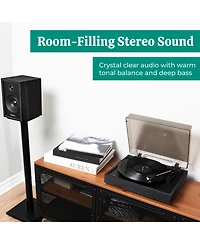 Electrohome Montrose Record Player Stereo System, 4" Bluetooth Powered Bookshelf Speakers, Belt-Drive Turntable with Audio-Technica Sty