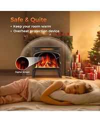 Cowsar Realistic Flame Electric Fireplace Stove, 500/1500W Freestanding Fireplace Heater with Remote Control and Timer, Adjustable Fireplace Stove Fla