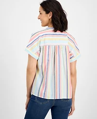 Style Co Women's Cotton Pintucked Camp Top