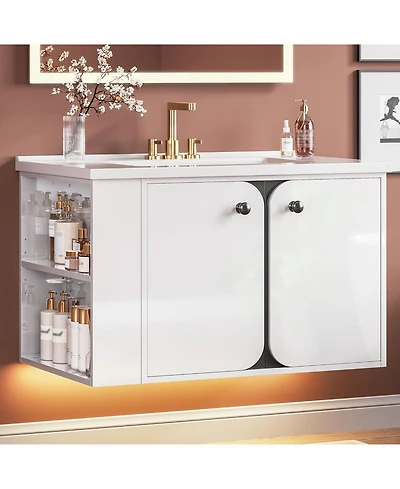 30" Bathroom Vanity with Sink, Floating Bathroom Sink Cabinet