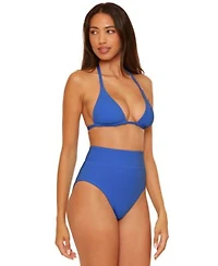 Becca Womens Color Code Reversible Triangle Bikini Top Color Code High Waist Reversible Bikini Bottoms