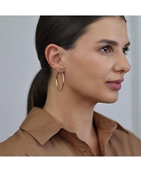 Bling Jewelry Timeless Minimalist Endless Continuous Lightweight Simple Thin 2-3mm Tube Hoop Earrings Gold Plated Finish 1.75,2, 2.5 2.75 Inch Diamete