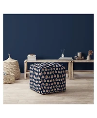 Canvas Abstract Pouf Ottoman for Living Room and Bedroom Seating