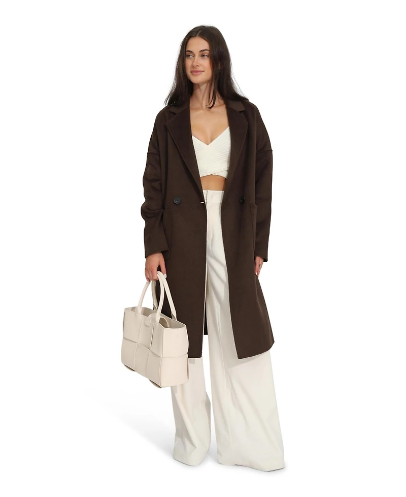 Belle & Bloom Women's Publisher Double-Breasted Wool Blend Coat