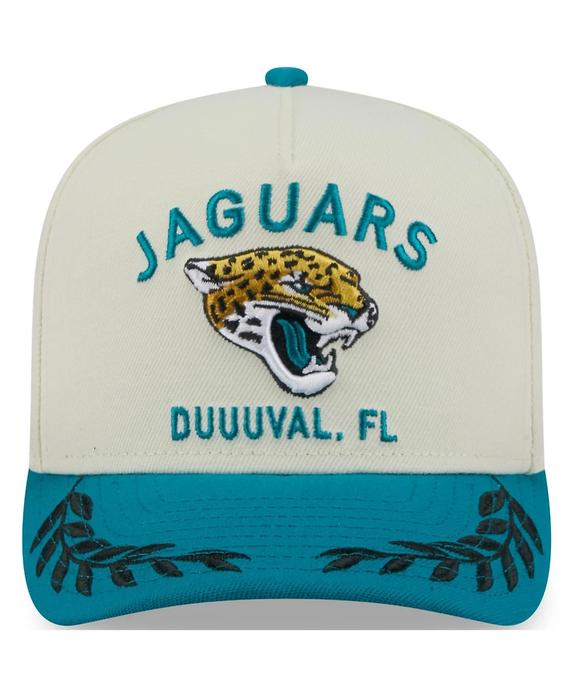 New Era Men's Cream/Teal Jacksonville Jaguars 2025 Nfl Draft A-Frame 9FIFTY Snapback Hat