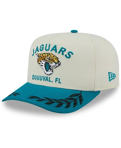 New Era Men's Cream/Teal Jacksonville Jaguars 2025 Nfl Draft A-Frame 9FIFTY Snapback Hat