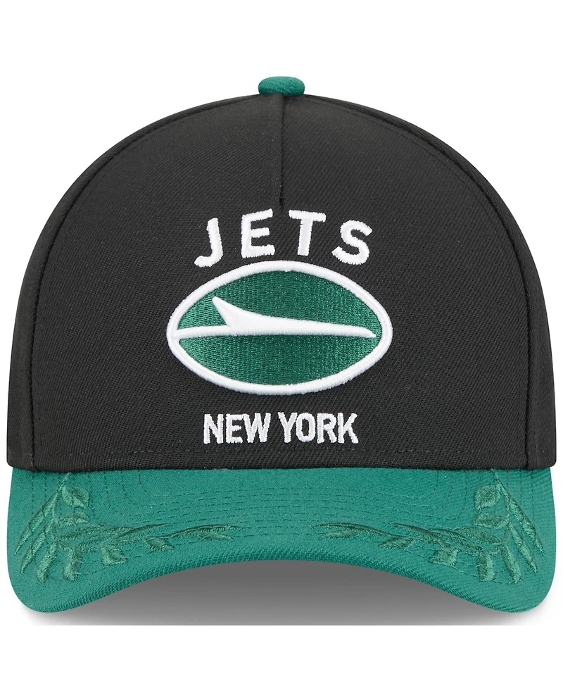 New Era Men's Black/Green New York Jets 2025 Nfl Draft 9FORTY A-Frame M-Crown Adjustable Hat