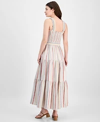 Anne Klein Women's Striped Smocked-Bodice Tiered Dress
