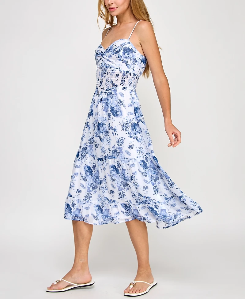 Trixxi Juniors' Floral-Print Midi Dress