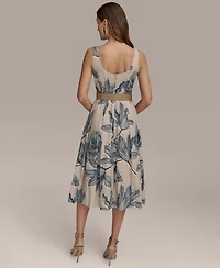 Donna Karan New York Women's Sleeveless Linen-Blend Belted Dress
