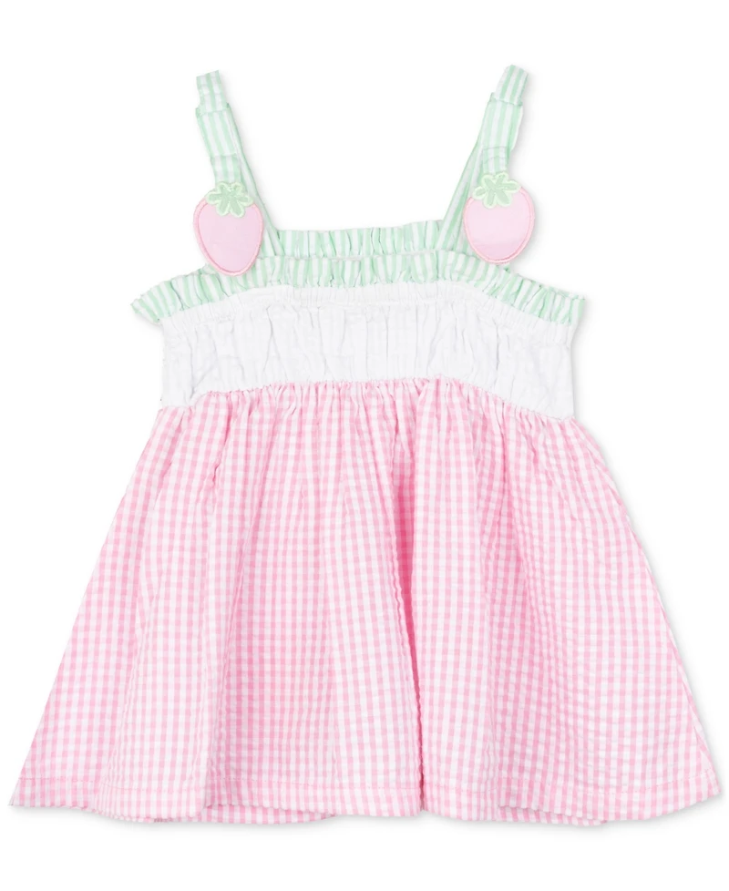 Rare Editions Baby Girls Strawberry Seersucker Dress