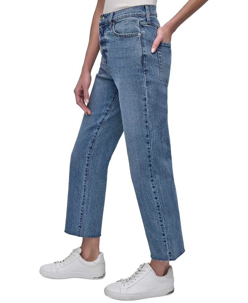 Dkny Jeans Women's High-Rise Classic Straight-Leg Raw-Hem