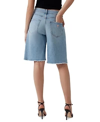 Guess Women's Kai High-Rise Wide-Leg Raw-Hem Shorts