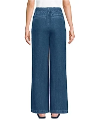 Lands' End Women's High Ridge Twill Pull On Pleated Wide Leg Pants