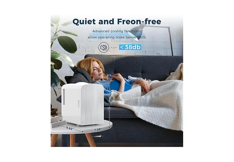 Zafro Compact Portable Mini Fridge,4L capacity fits up to 6 cans, ideal for skincare, beverages, and more. Perfect for bedrooms, cars, offices, and do
