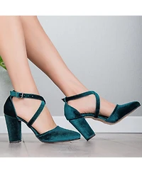 Sina Criss Cross High Block Heels