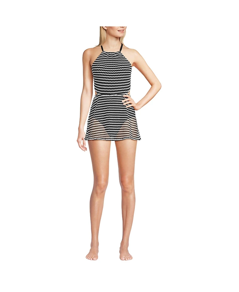 Lands' End Women's Crochet Monokini Swim Dress Swimsuit